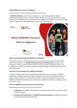 Which Nebosh Course is best for beginners