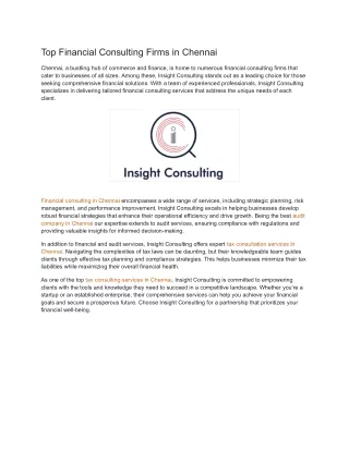 Top Financial Consulting Firms in Chennai