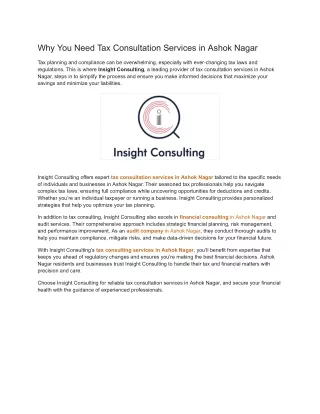 Why You Need Tax Consultation Services in Ashok Nagar