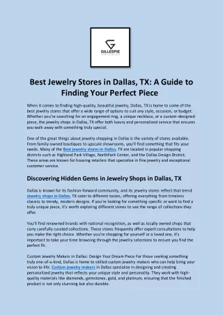 Best Jewelry Stores in Dallas, TX: A Guide to Finding Your Perfect Piece