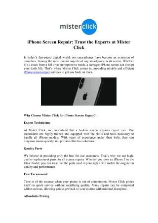 Fix Your iPhone Screen Today - Mister Click