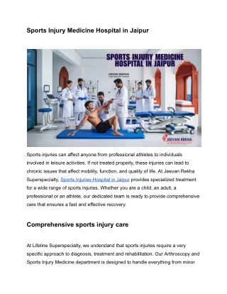 Sports Injury Medicine Hospital in Jaipur - Jeevan Rekha Hospital