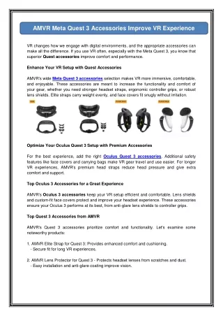 AMVR Meta Quest 3 Accessories Improve VR Experience