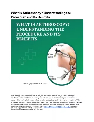 What is Arthroscopy_ Understanding the Procedure and Its Benefits
