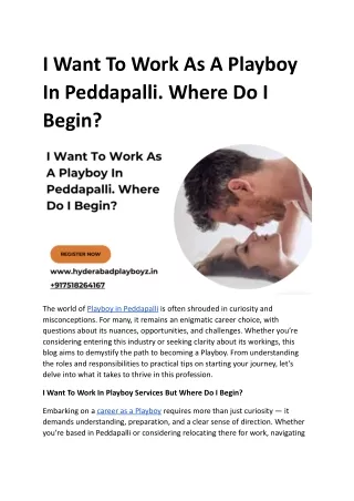 I Want To Work As A Playboy In Peddapalli. Where Do I Begin_