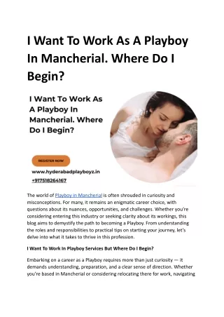 I Want To Work As A Playboy In Mancherial. Where Do I Begin_