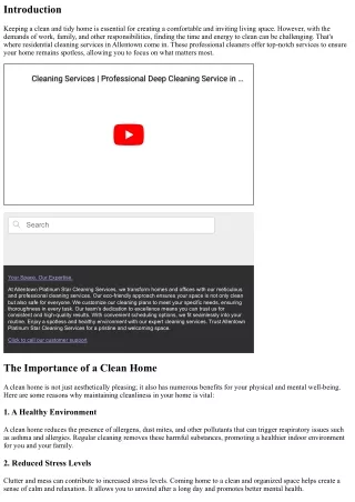 The Secret to a Clean Home: Residential Cleaning in Allentown