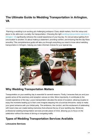 The Ultimate Guide to Wedding Transportation in Arlington VA