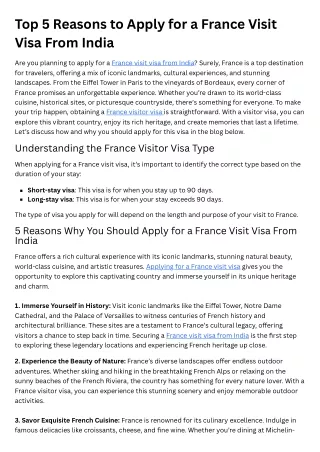 Top 5 Reasons to Apply for a France Visit Visa From India (2)