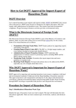 How to Get DGFT Approval for Import-Export of Hazardous Waste