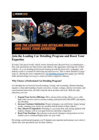 Join the Leading Car Detailing Program and Boost Your Expertise