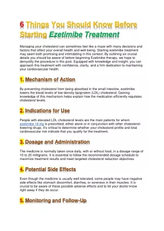 6 Things You Should Know Before Starting Ezetimibe Treatment