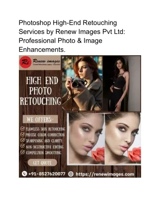 Photoshop High-End Retouching Services by Renew Images Pvt Ltd: Professional Pho