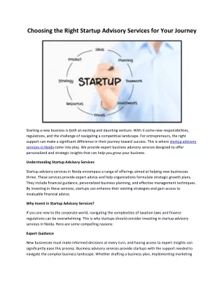 Choosing the Right Startup Advisory Services for Your Journey
