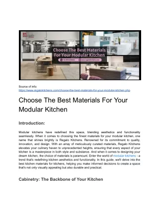 Choose The Best Materials For Your Modular Kitchen