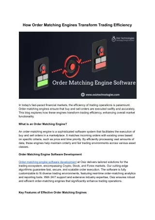 How Order Matching Engines Transform Trading Efficiency