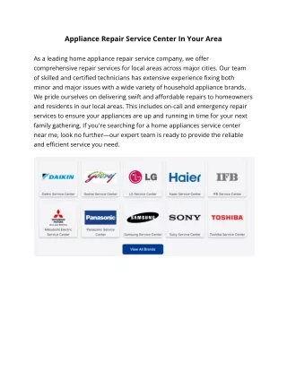 Appliance Repair Service Center In Your Area