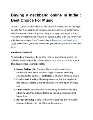 Buying a neckband online in India _ Best Choice For Music