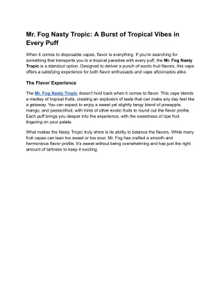 Mr. Fog Nasty Tropic: A Burst of Tropical Vibes in Every Puff