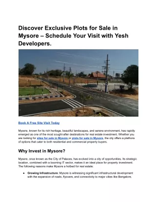 Discover Exclusive Plots for Sale in Mysore – Schedule Your Visit with Yesh Developers (1)