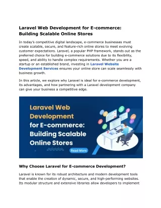 Laravel Web Development for E-commerce Building Scalable Online Stores