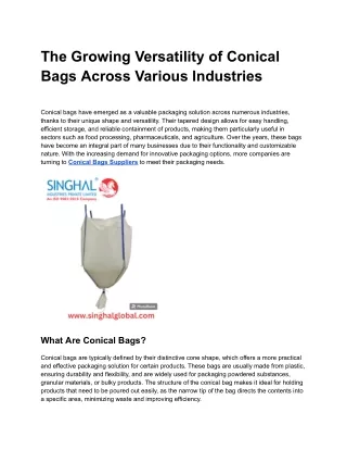 The Growing Versatility of Conical Bags Across Various Industries