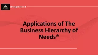 Understanding the Applications of The Business Hierarchy of Needs®