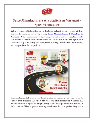 Spice Manufacturers & Suppliers in Varanasi - Spice Wholesaler