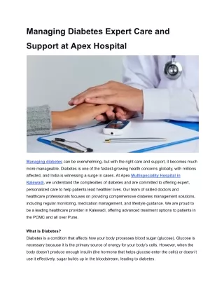 Managing Diabetes Expert Care and Support at Apex Hospital