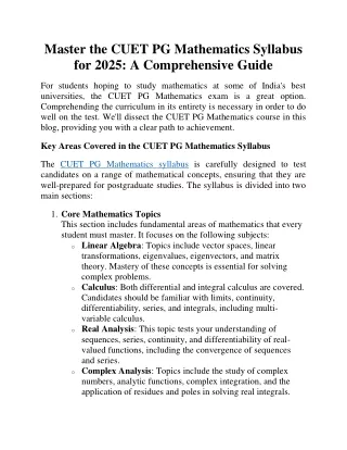 Master the CUET PG Mathematics Syllabus for 2025: A Comprehensive Guide