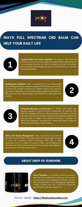 Ways Full Spectrum CBD Balm Can Help Your Daily Life