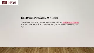 Jade Dragon Pendant  MAYS GEMS