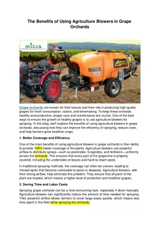 The Benefits of Using Agriculture Blowers in Grape Orchards-07.10.24