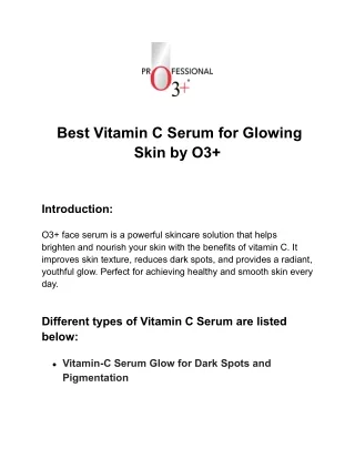 Shop O3  Vitamin C Serums for Radiant Skin Online