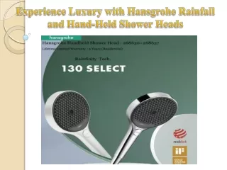 Experience Luxury with Hansgrohe Rainfall and Hand-Held Shower Heads