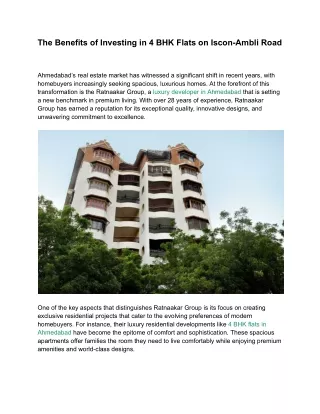 Top Luxury Developer in Ahmedabad | Ratnaakar Group Real Estate