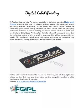 Digital Label Printing