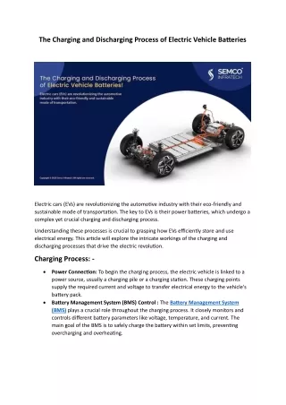 The Charging and Discharging Process of Electric Vehicle Batteries
