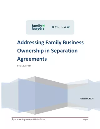 Addressing Family Business Ownership in Separation Agreements