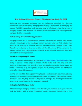 The Ultimate Mortgage Brokers Glen Waverley Guide for 2024