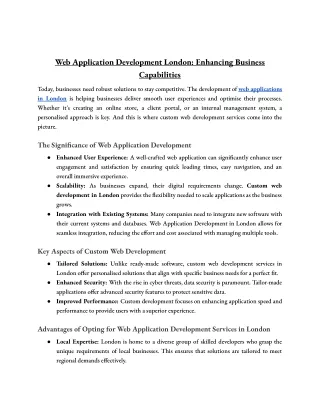 Web Application Development London: Enhancing Business Capabilities