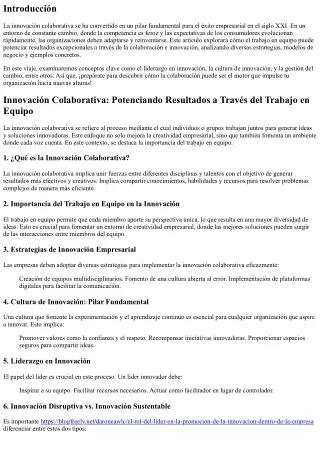 Innovación Colaborativa: Potenciando Resultados a Través del Trabajo en Equipo