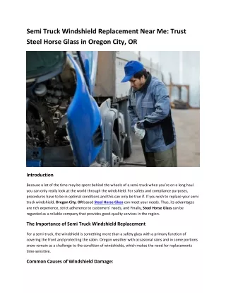 Semi Truck Windshield Replacement Near Me