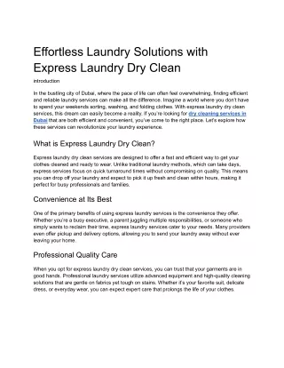 Effortless Laundry Solutions with Express Laundry Dry Clean