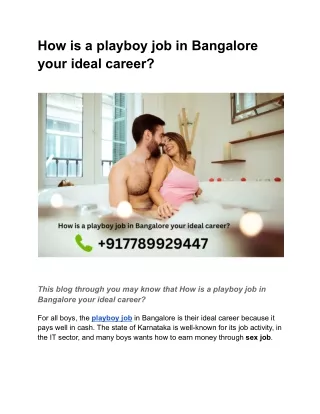 How is a playboy job in Bangalore your ideal career