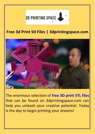Free 3d Print Stl Files  3dprintingspace.com