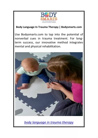 Body Language In Trauma Therapy Bodysmarts.com