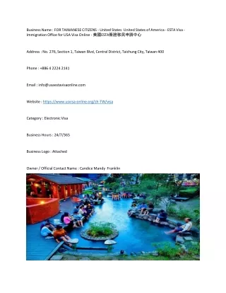 FOR TAIWANESE CITIZENS - United States  United States of America - ESTA Visa -