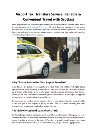 Why Choose Scottaxi for Your Airport Transfers?