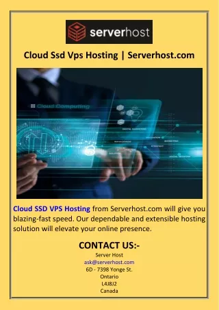 Cloud Ssd Vps Hosting  Serverhost.com